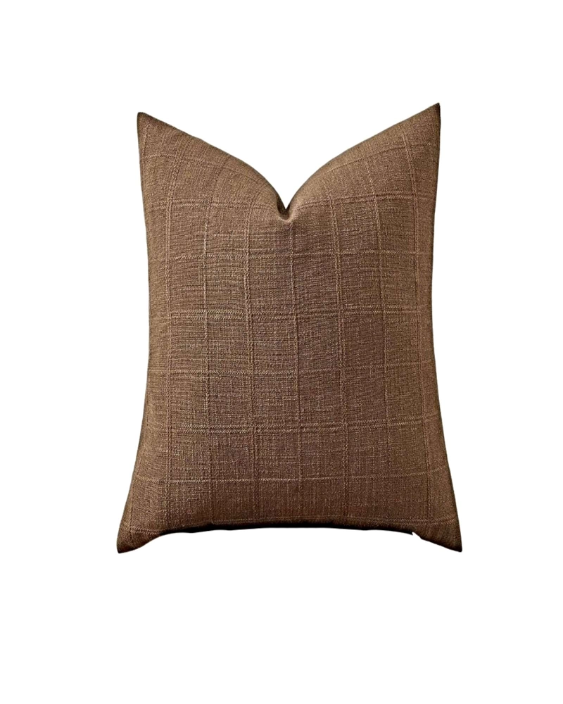SET DE 2 FUNDAS DE COJIN JACQUARD CUADRILLE 45X45 CM MARRON - 2