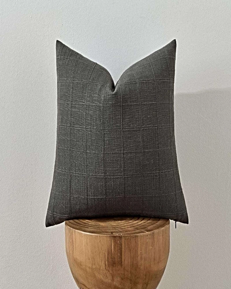 SET DE 4 FUNDAS DE COJIN JACQUARD CUADRILLE 45X45 CM GRIS - 3