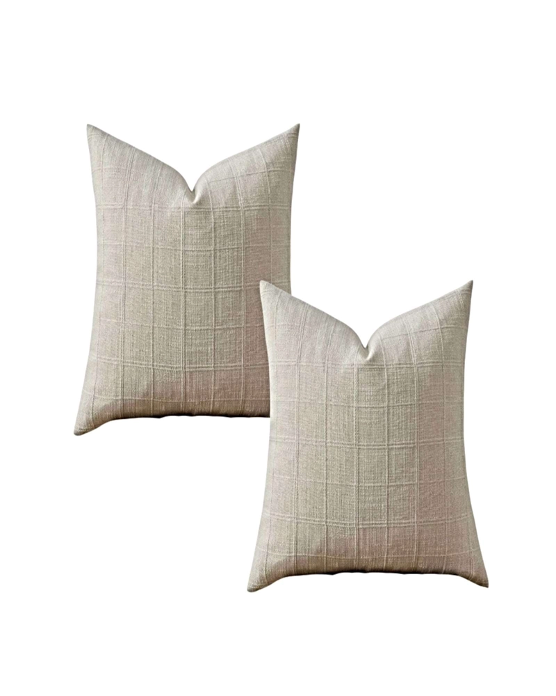SET DE 2 FUNDAS DE COJIN JACQUARD CUADRILLE 45X45 CM BLANCO - 1