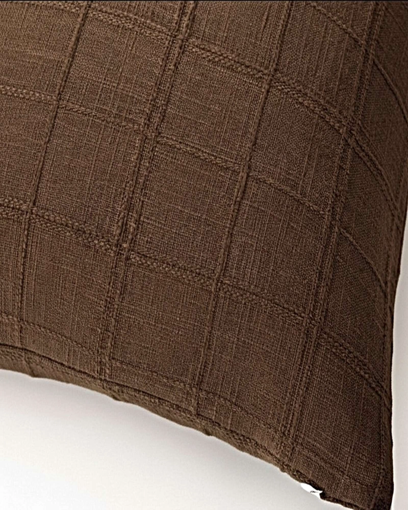 SET DE 4 FUNDAS DE COJIN JACQUARD CUADRILLE 45X45 CM MARRON - 5