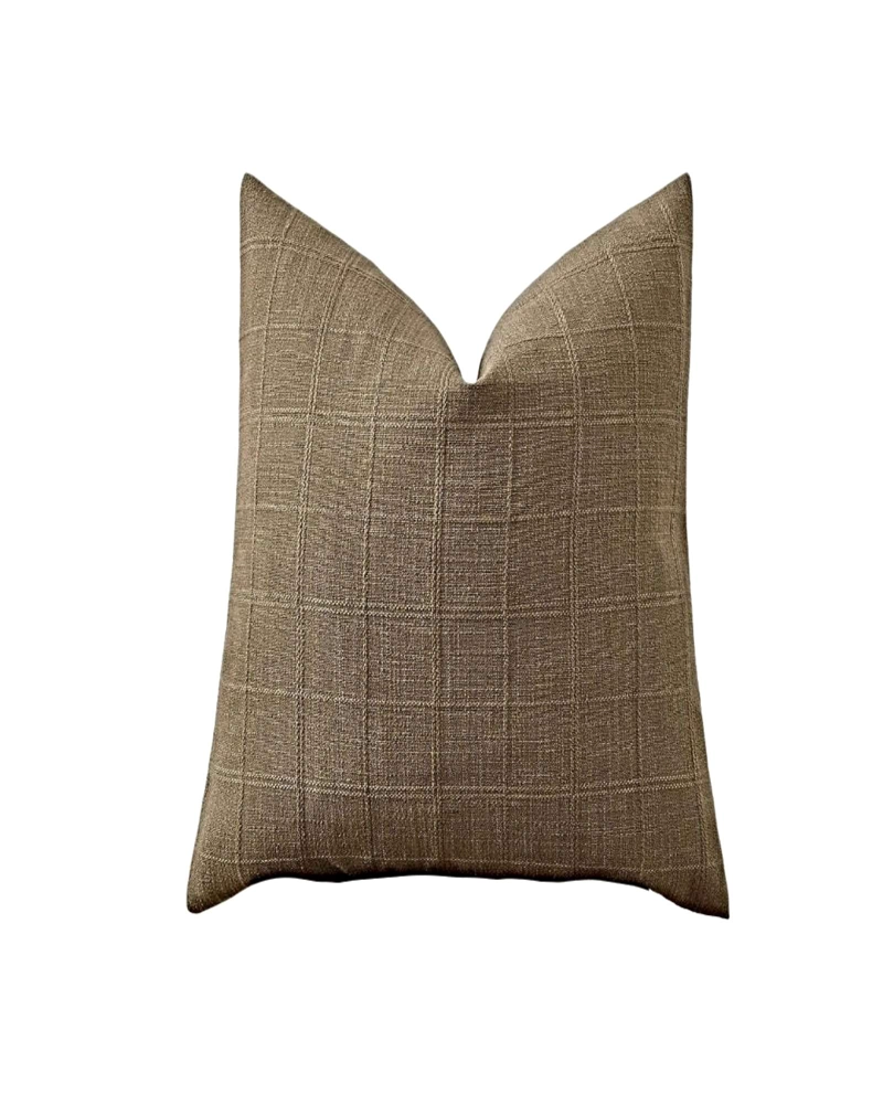 SET DE 4 FUNDAS DE COJIN JACQUARD CUADRILLE 45X45 CM CAFE - 2