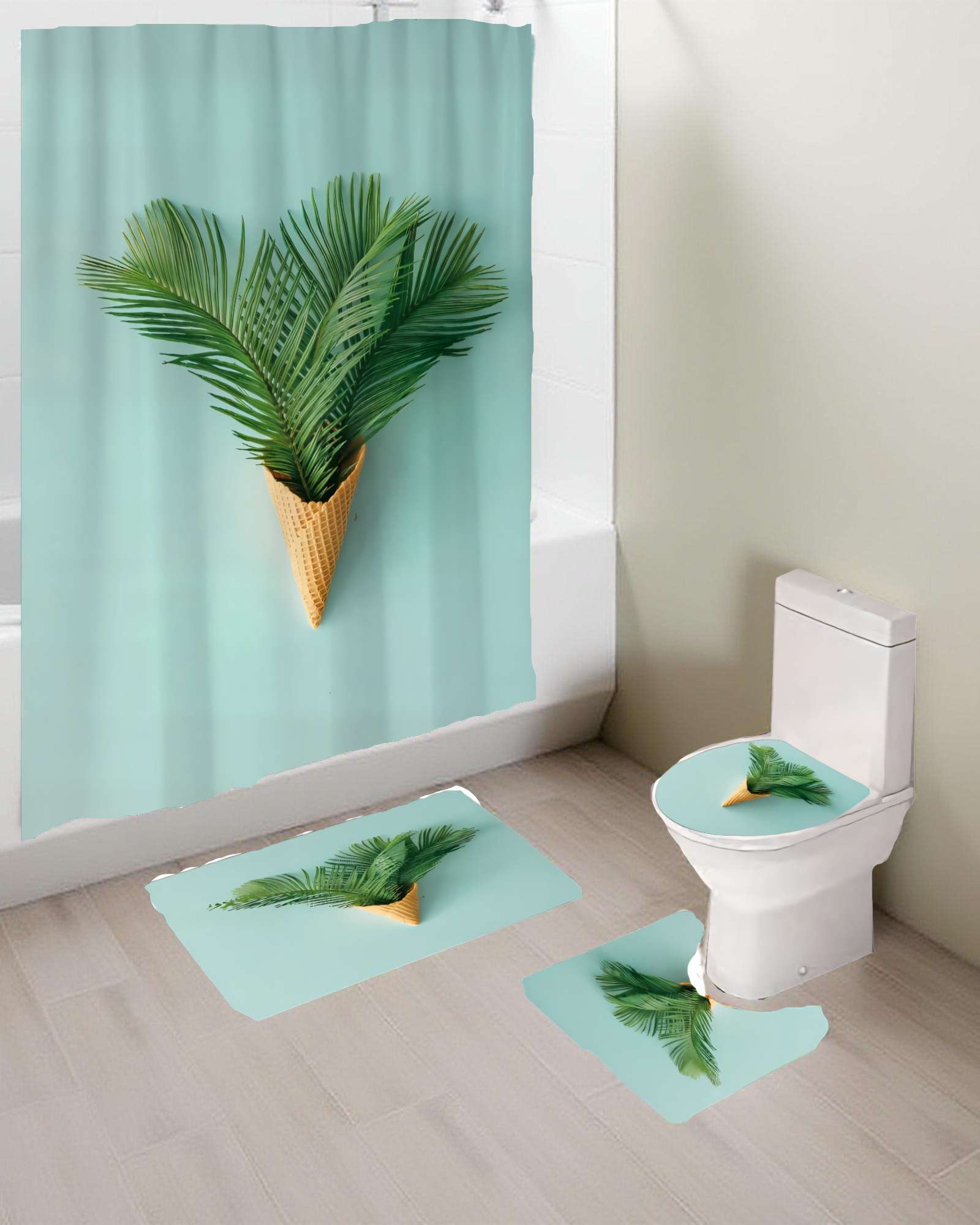 PACK PARA BAÑO DE 4 PIEZAS ESTAMPADAS  3 - 4