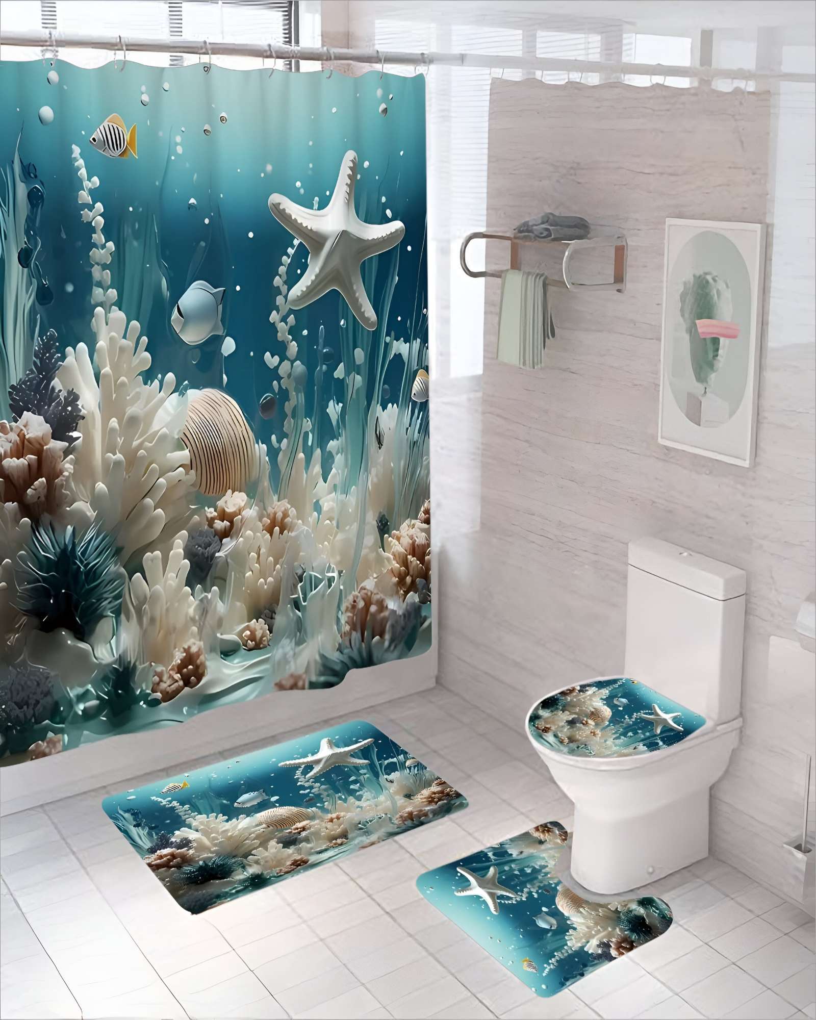 PACK PARA BAÑO DE 4 PIEZAS ESTAMPADAS  18 - 3