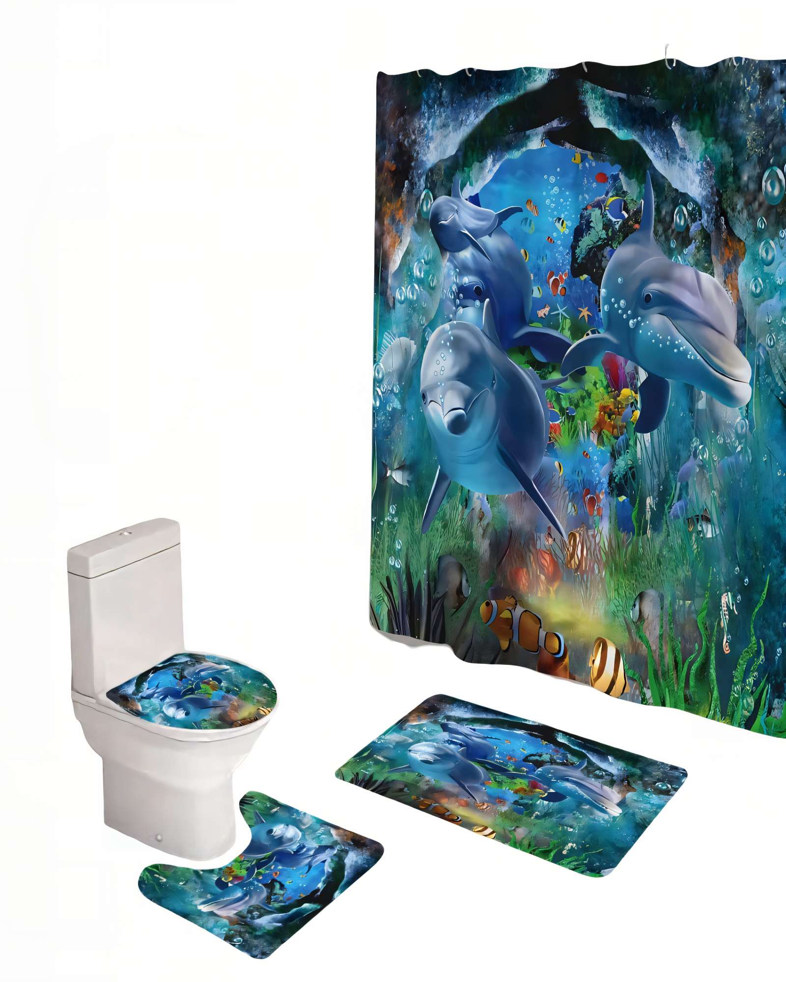 PACK PARA BAÑO DE 4 PIEZAS ESTAMPADAS  2 - 1