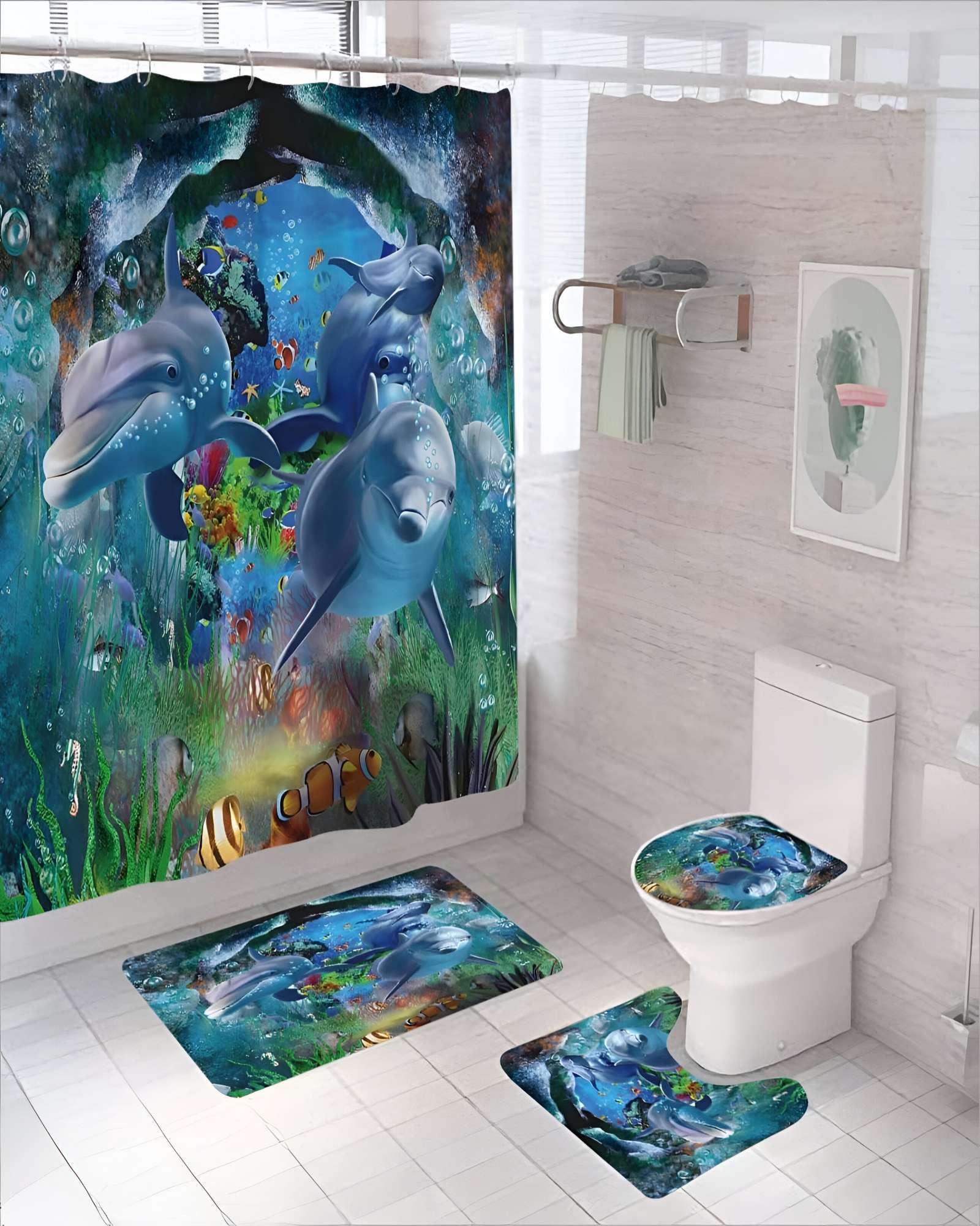 PACK PARA BAÑO DE 4 PIEZAS ESTAMPADAS  2 - 3