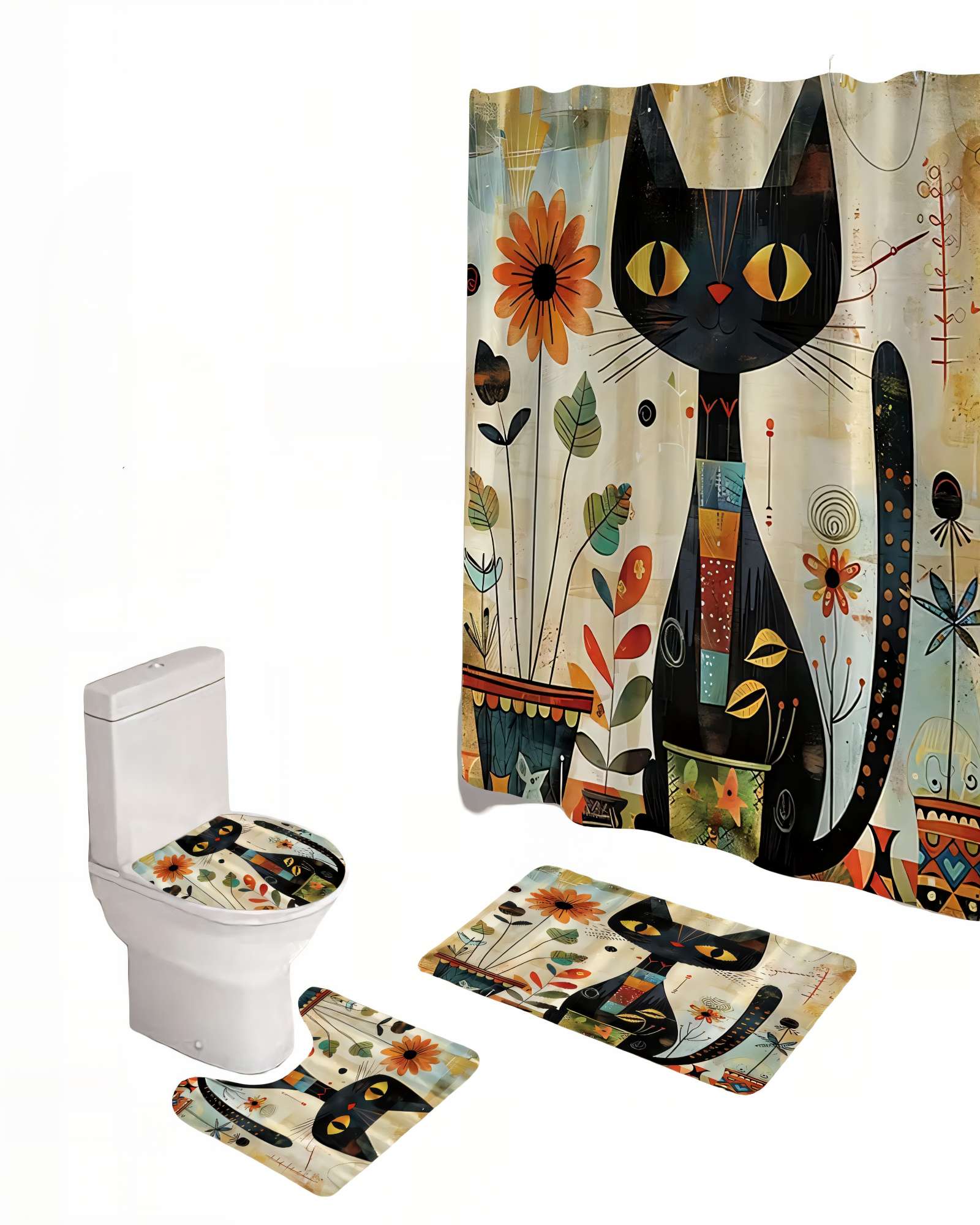 PACK PARA BAÑO DE 4 PIEZAS ESTAMPADAS  4 - 1