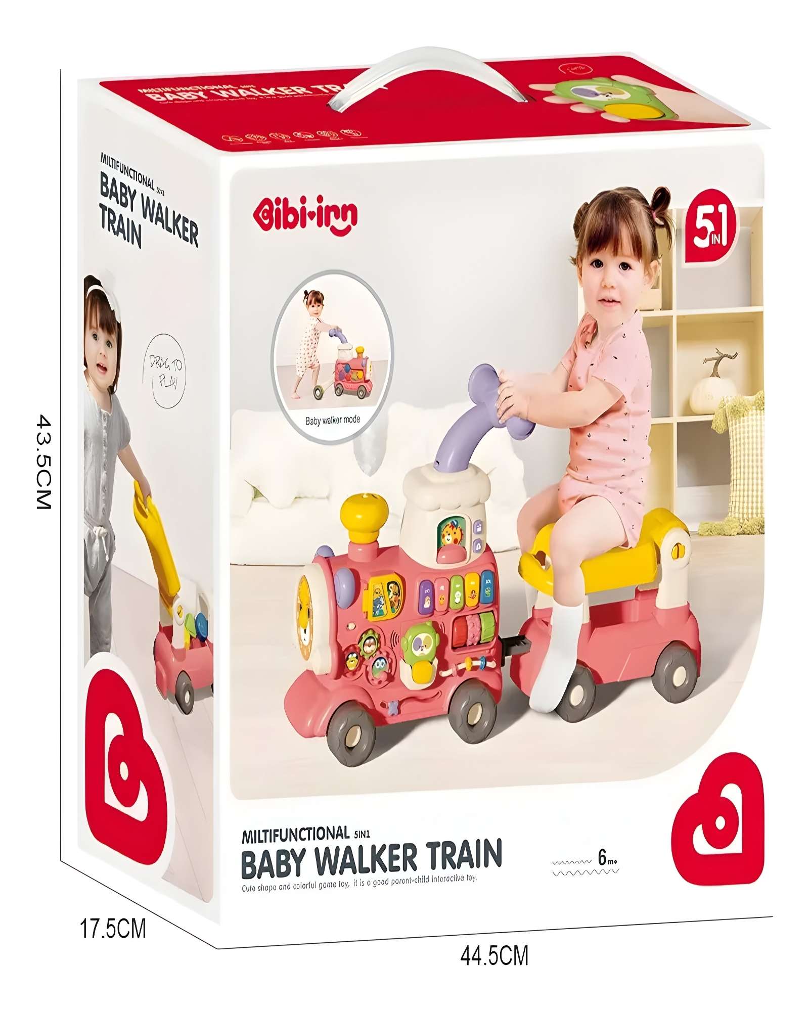 TREN CAMINADOR MUSICAL PARA BEBE 5 EN 1 ROSADO - 4