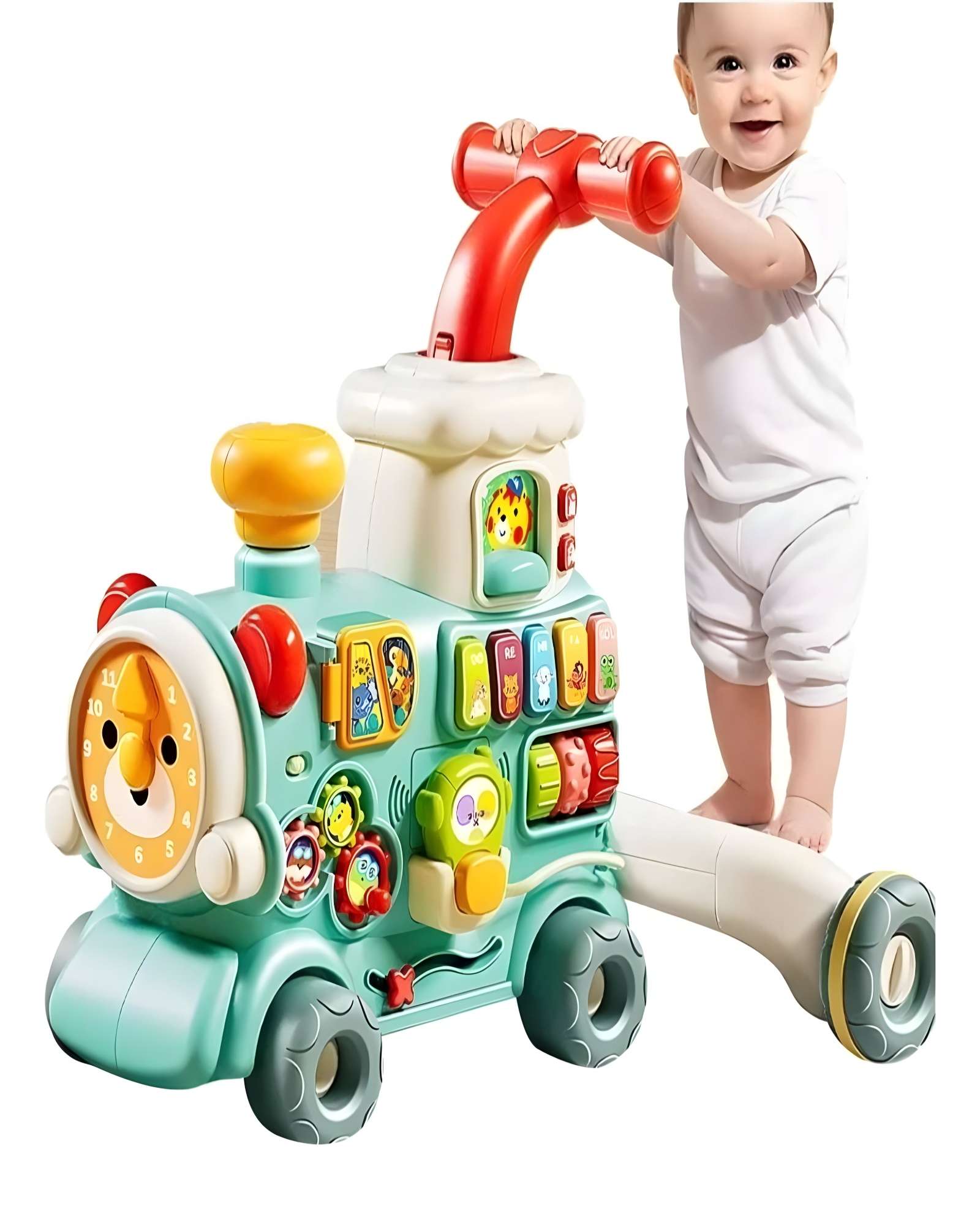 TREN CAMINADOR MUSICAL PARA BEBE 5 EN 1 CELESTE - 1