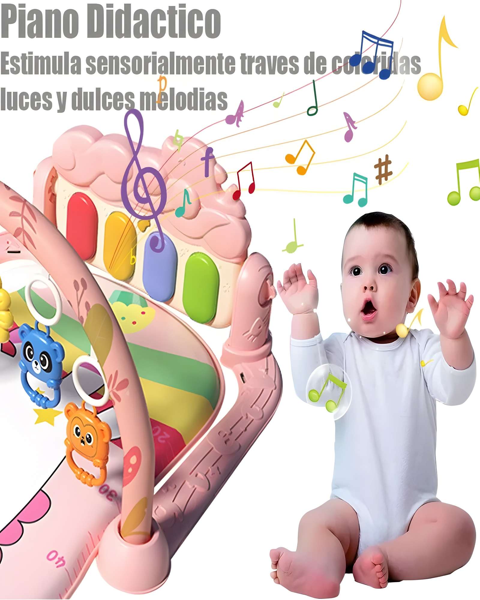 GIMNASIO MUSICAL PARA BEBE  ESTIMULACION TEMPRANA COMPLETA ROSADO - 5