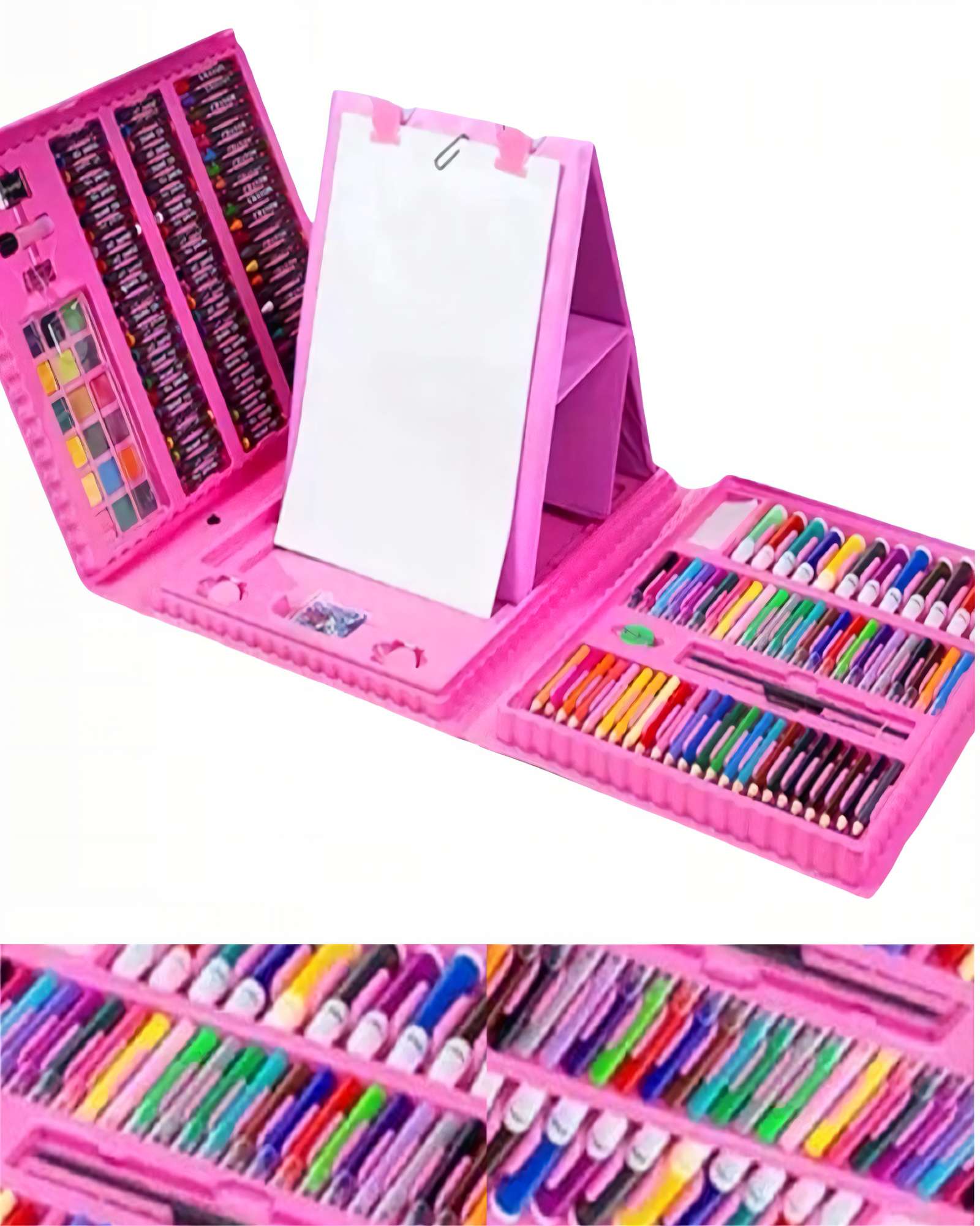 SET DE 208 LAPICES CON CAJA COLOR ROSADO - 2