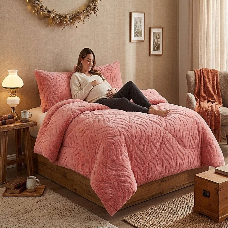 COBERTOR TEXTURIZADO DE INVIERNO RB KING ROSADO - 2