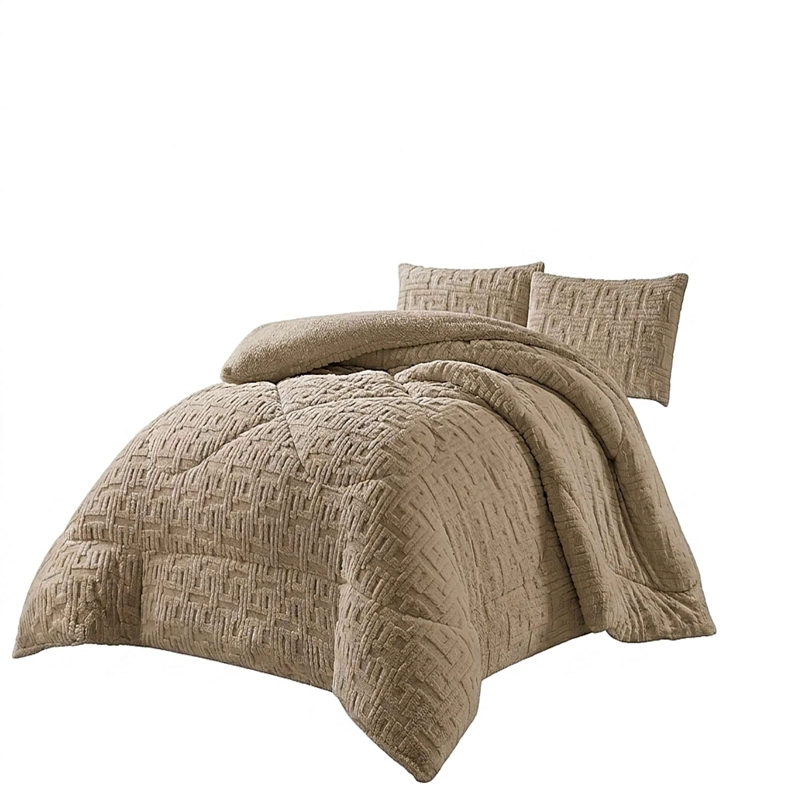 COBERTOR TEXTURIZADO DE INVIERNO RH KING CAFE  CLARO - 4