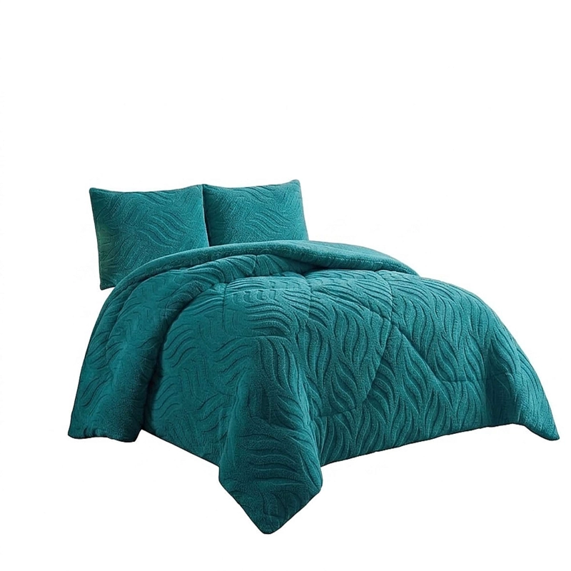 COBERTOR TEXTURIZADO DE INVIERNO RB 2 PLAZAS TURQUESA - 4