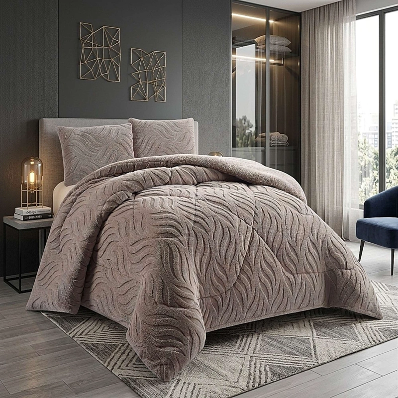 COBERTOR TEXTURIZADO DE INVIERNO RB KING GRIS - 1