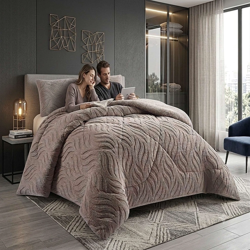 COBERTOR TEXTURIZADO DE INVIERNO RB KING GRIS - 3
