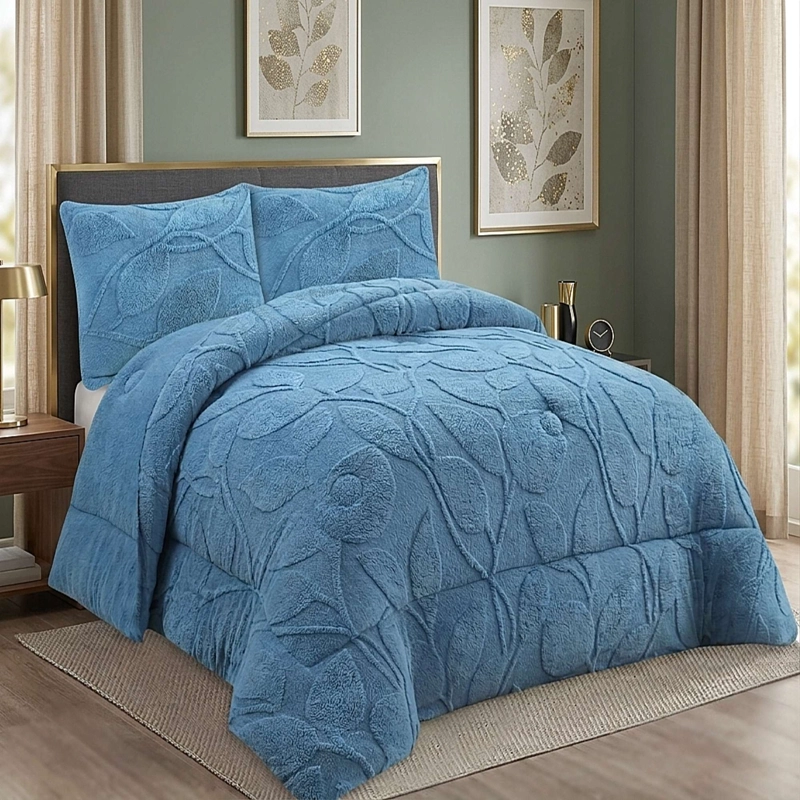 COBERTOR TEXTURIZADO DE INVIERNO RY KING AZUL CLARO - 1