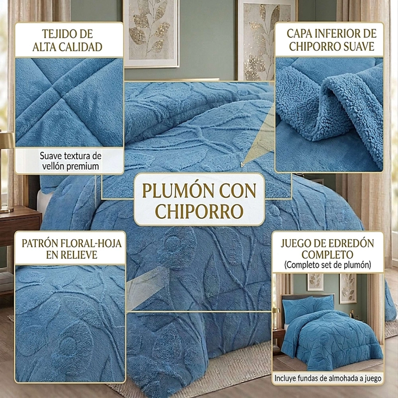 COBERTOR TEXTURIZADO DE INVIERNO RY KING AZUL CLARO - 2