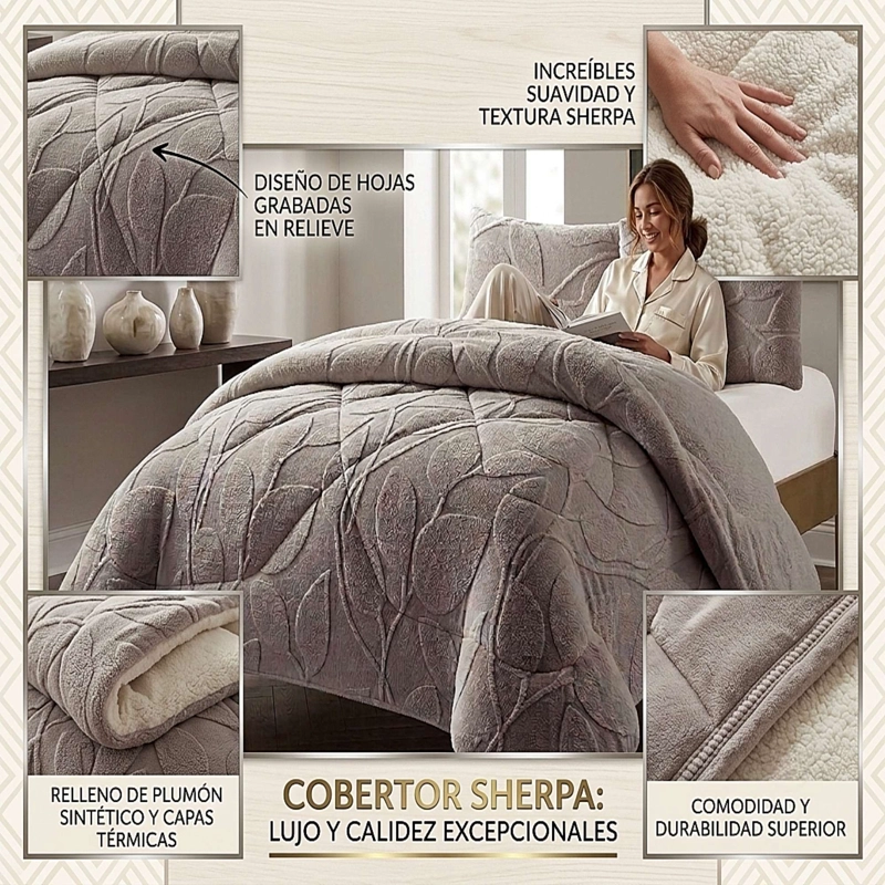 COBERTOR TEXTURIZADO DE INVIERNO RY KING GRIS - 2