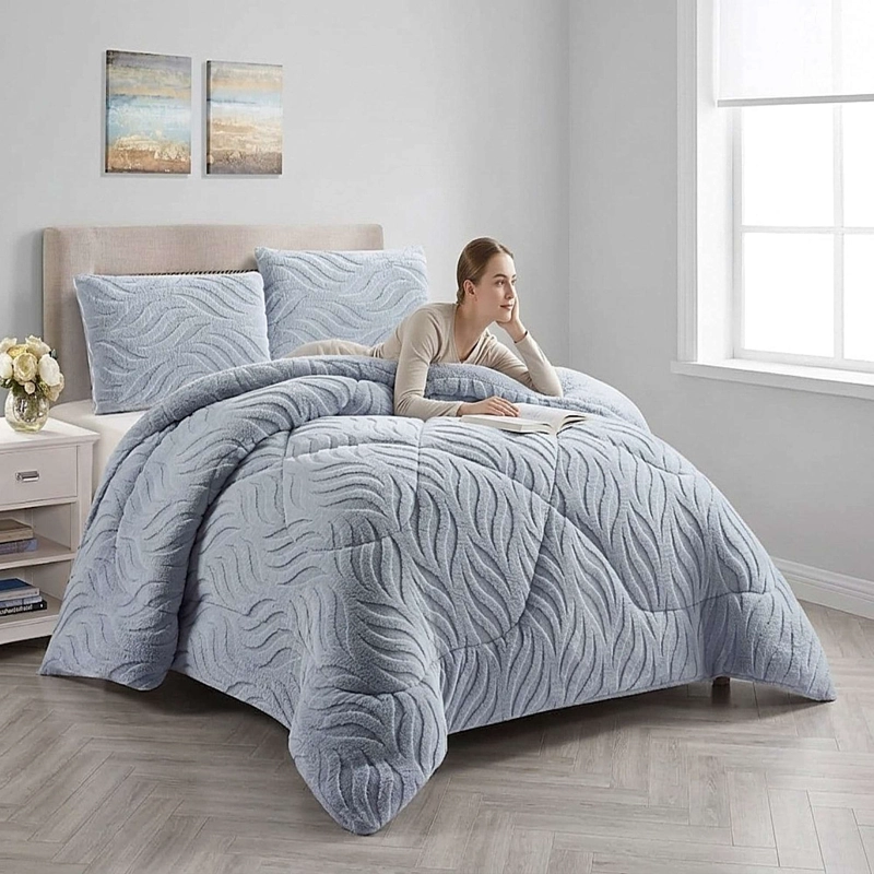 COBERTOR TEXTURIZADO DE INVIERNO RB KING CELESTE - 2