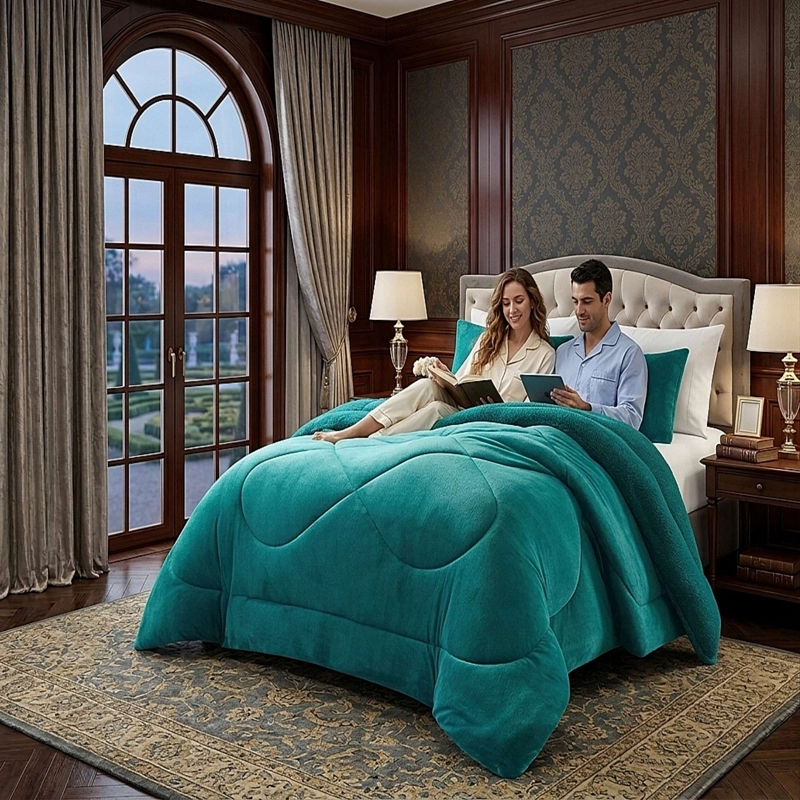 COBERTOR PLUSH DE INVIERNO CON CHIPORRO CS 2 PLAZAS TURQUESA - 3