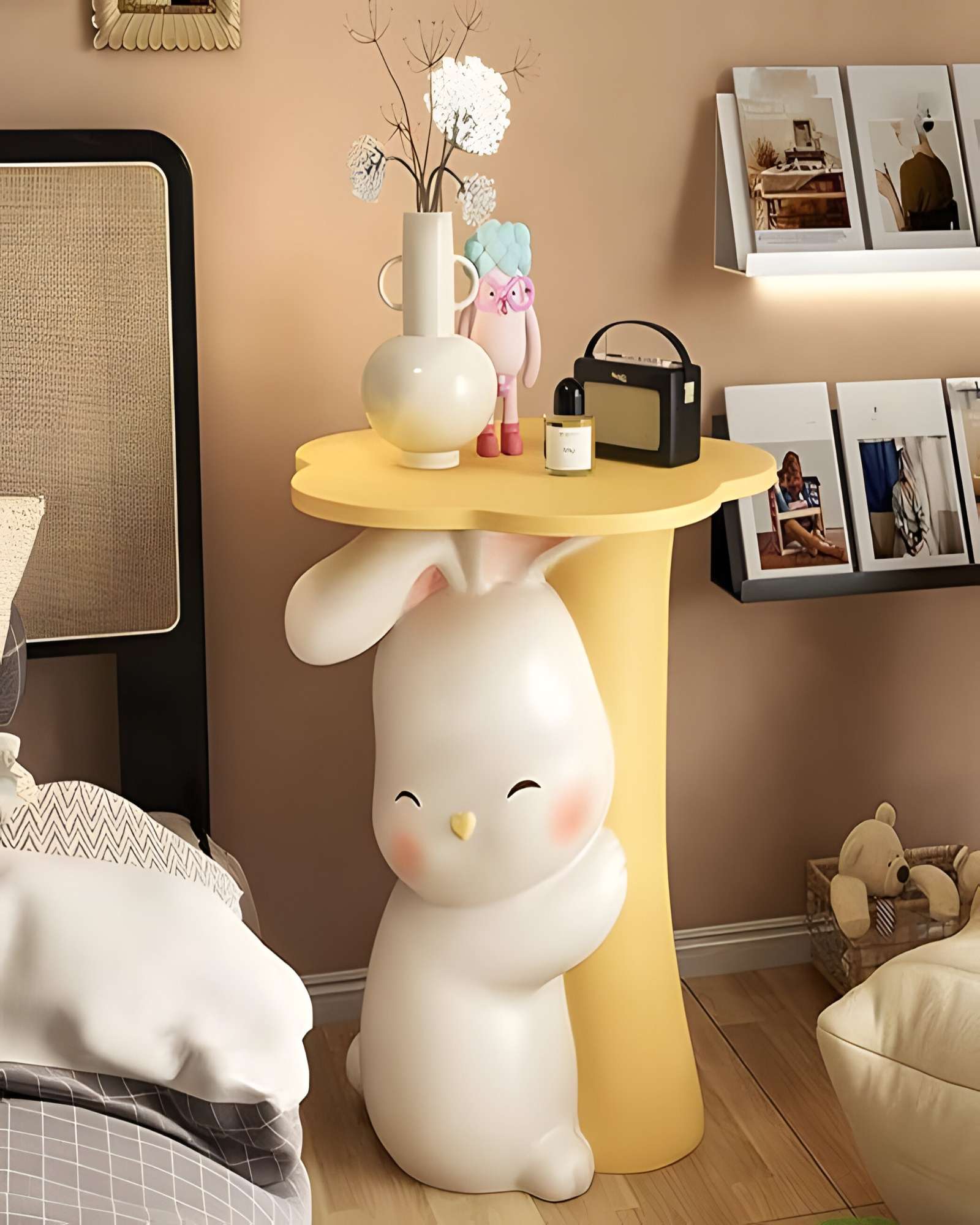 MESA AUXILIAR DE CONEJO BLANCO MATE - 3