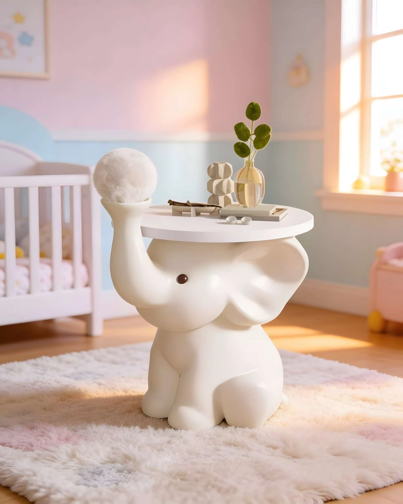 MESA AUXILIAR DE ELEFANTE BLANCO MATE - 3