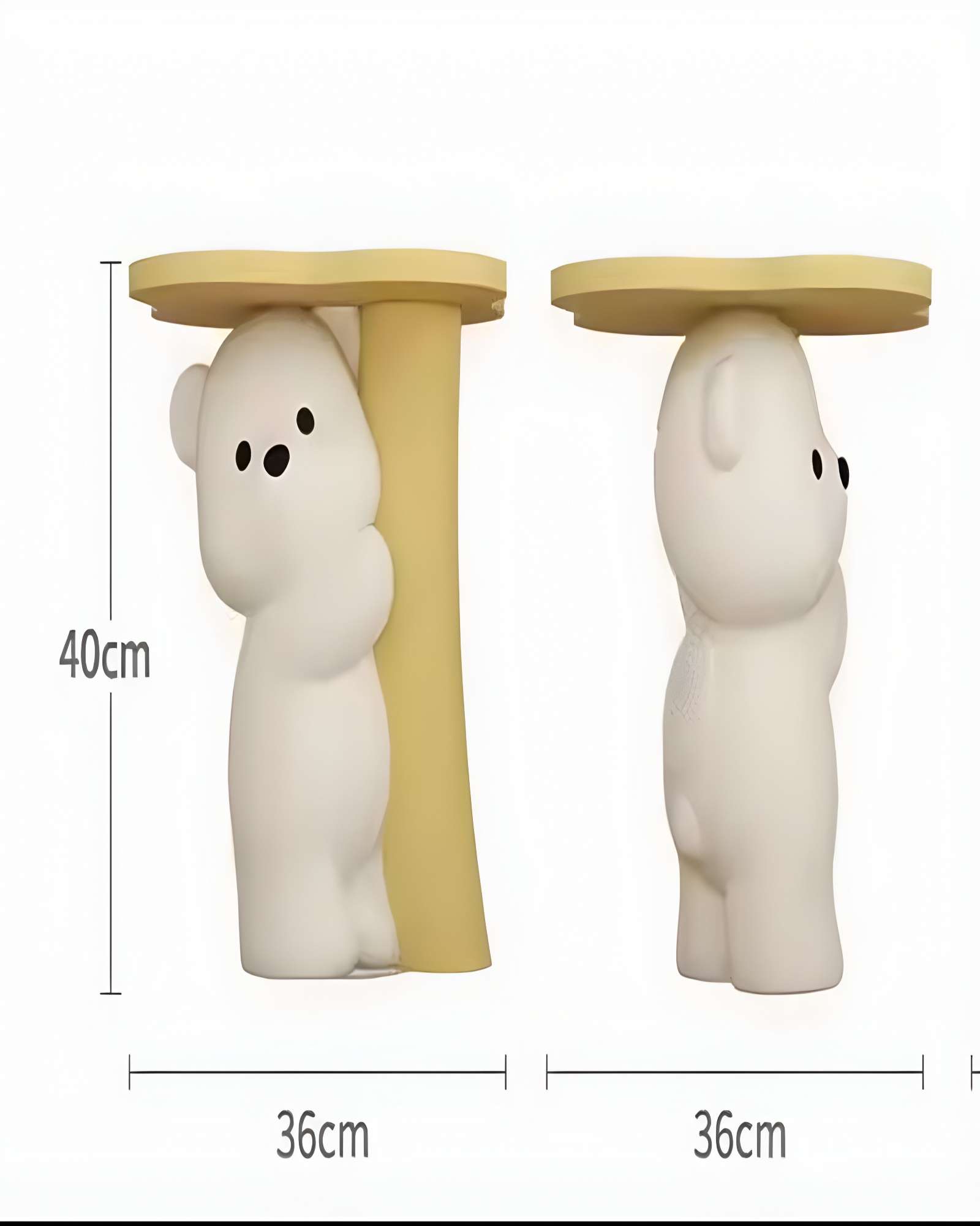 MESA AUXILIAR Y ALCANCIA DE OSO BLANCO MATE - 2