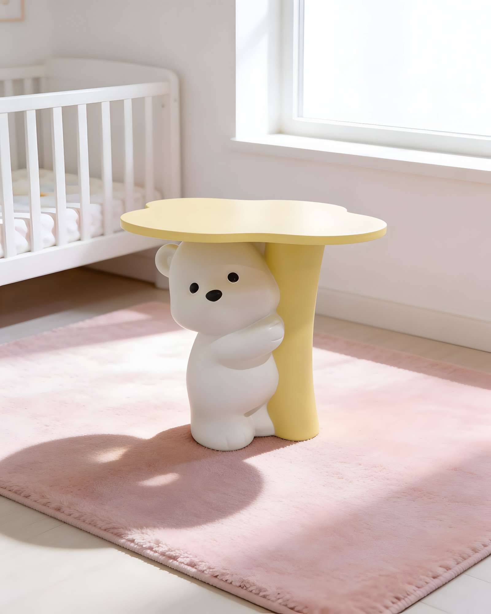 MESA AUXILIAR Y ALCANCIA DE OSO BLANCO MATE - 4