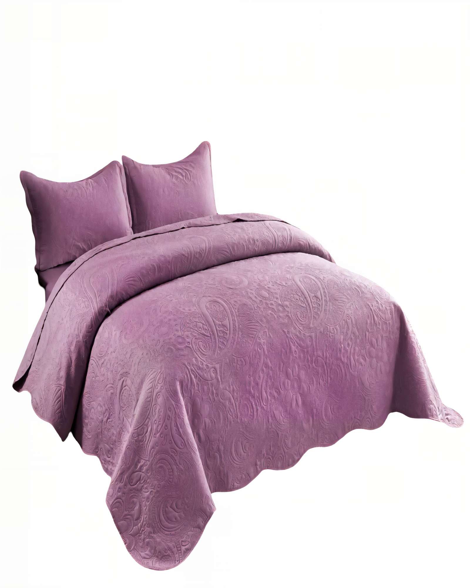 CUBRECAMA DE VERANO QUILT  2 PLAZAS CON RELIEVE COLOR MORADO - 2