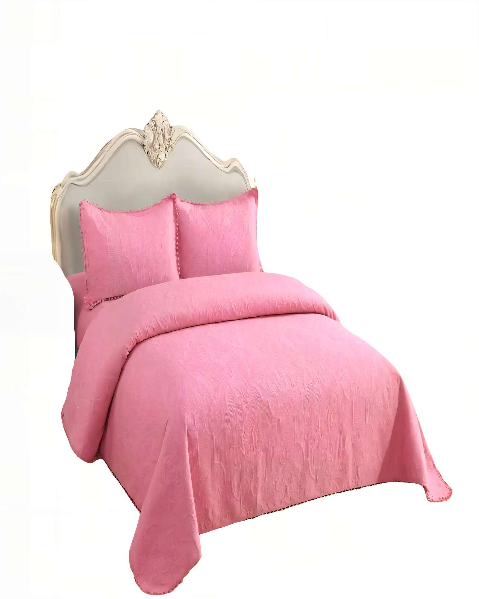 CUBRECAMA DE VERANO QUILT  2 PLAZAS CON POMPON COLOR ROSADO - 2