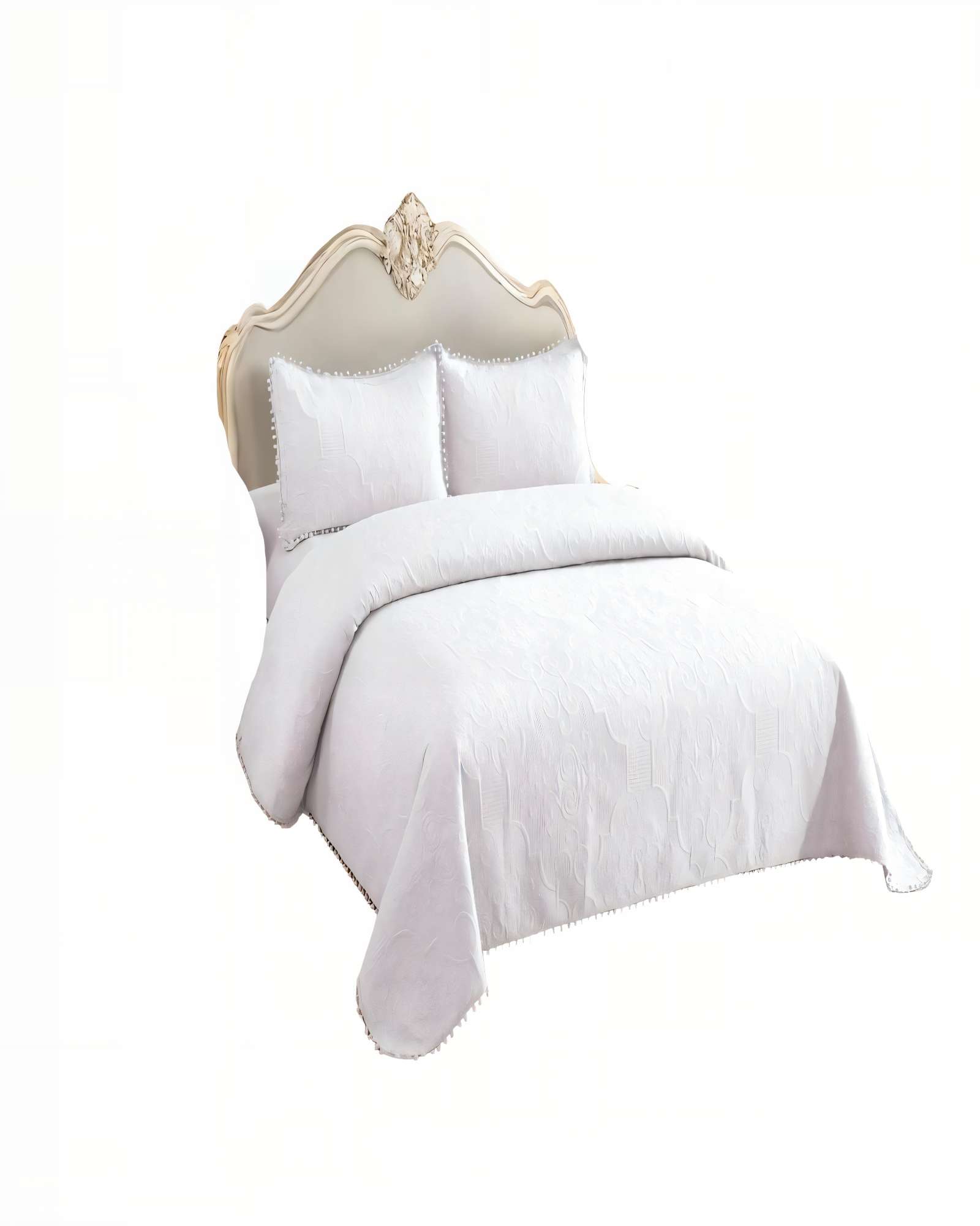 CUBRECAMA DE VERANO QUILT  1,5 PLAZAS CON POMPON COLOR BLANCO - 2