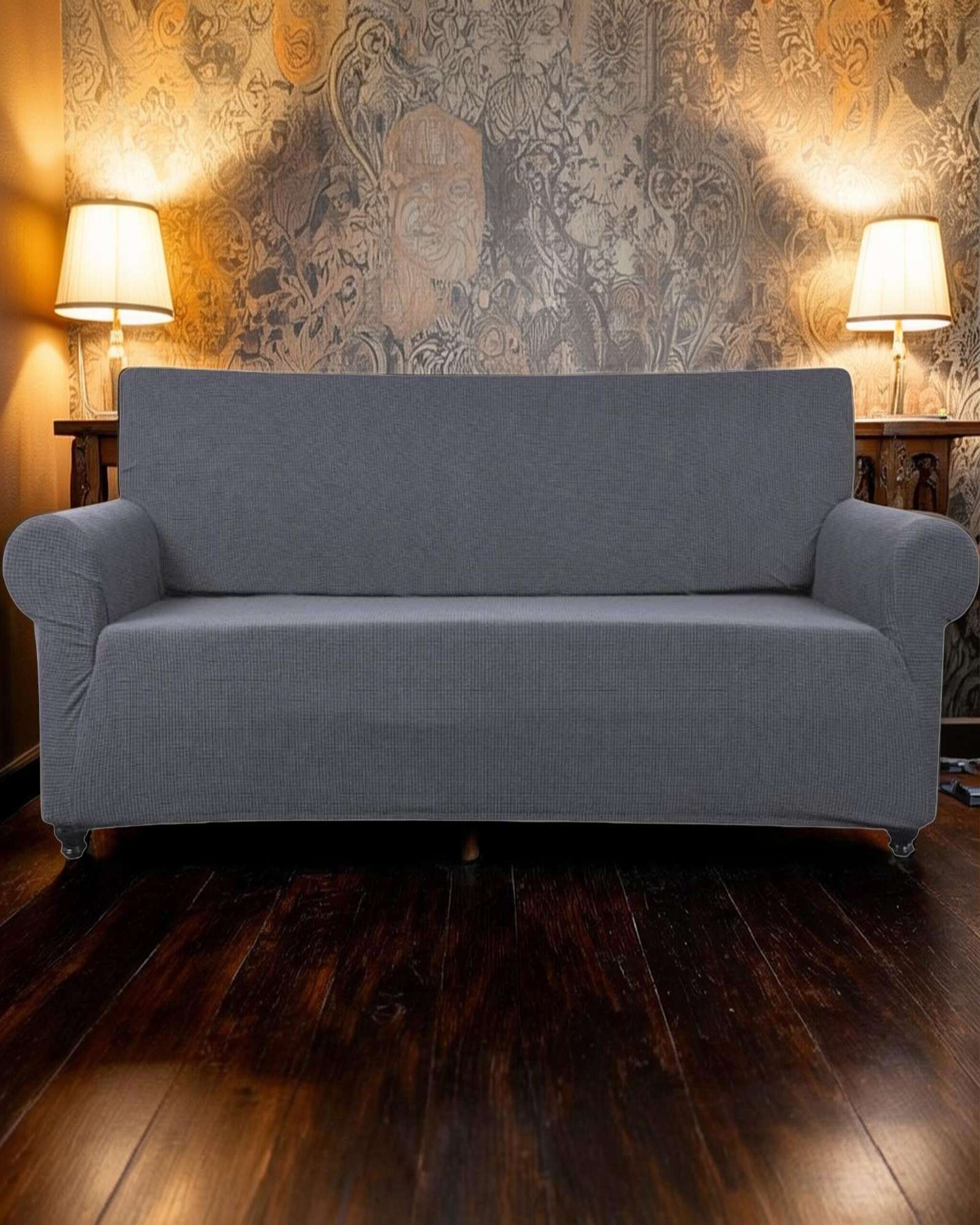 FUNDA DE SILLON CUADRILLE 3 CUERPOS GRIS - 3