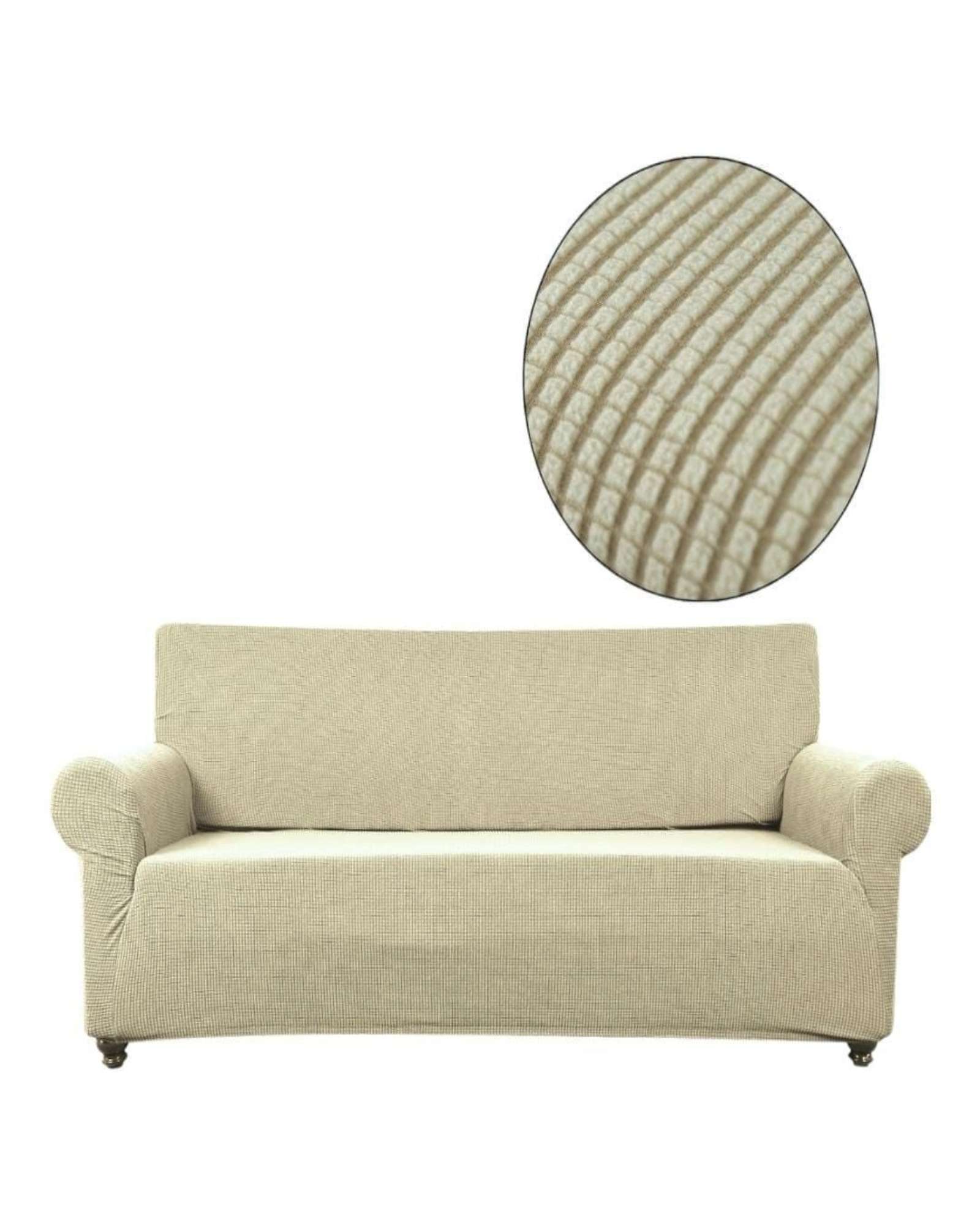 FUNDA DE SILLON CUADRILLE 3 CUERPOS BEIGE - 2