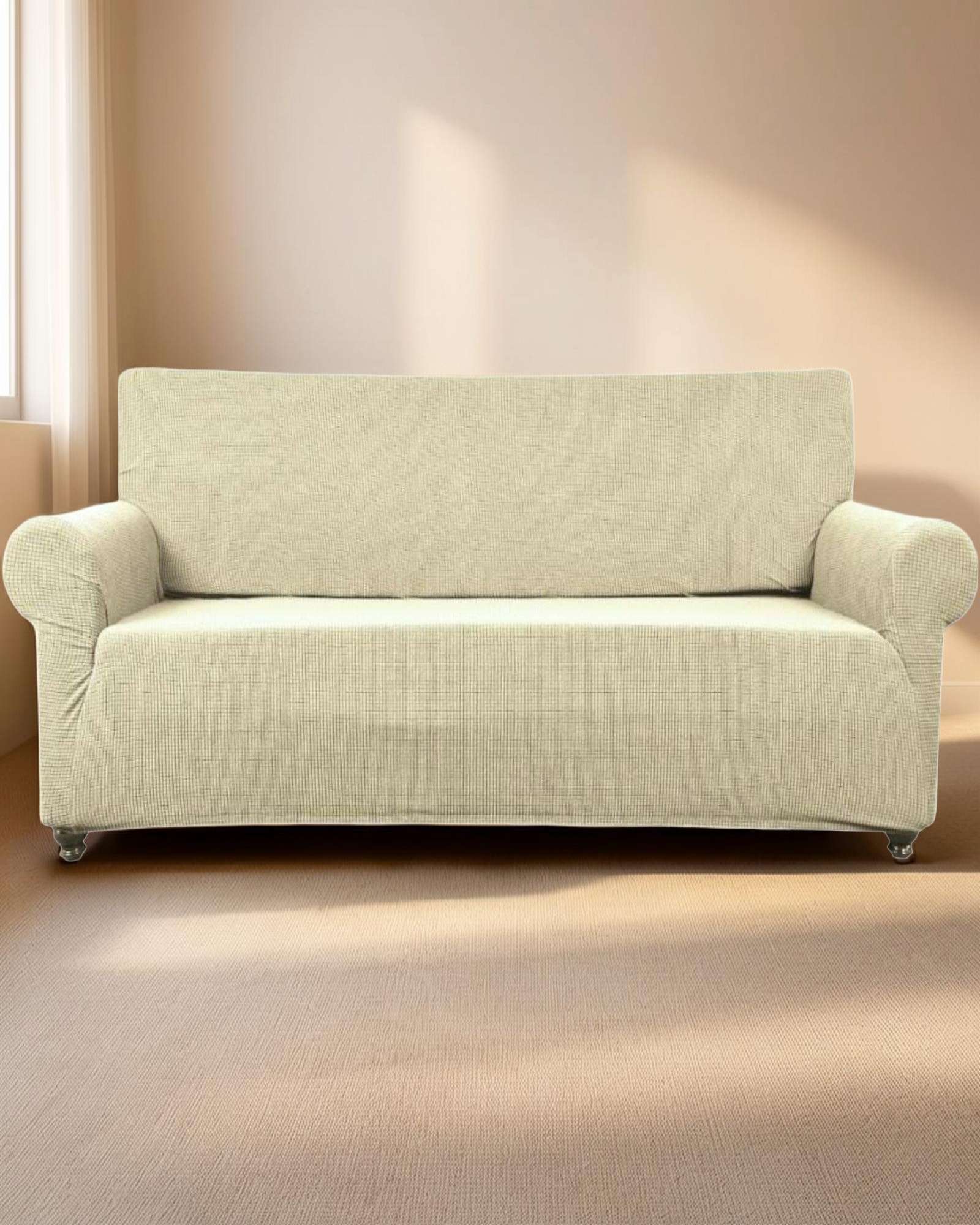 FUNDA DE SILLON CUADRILLE 3 CUERPOS BEIGE - 3