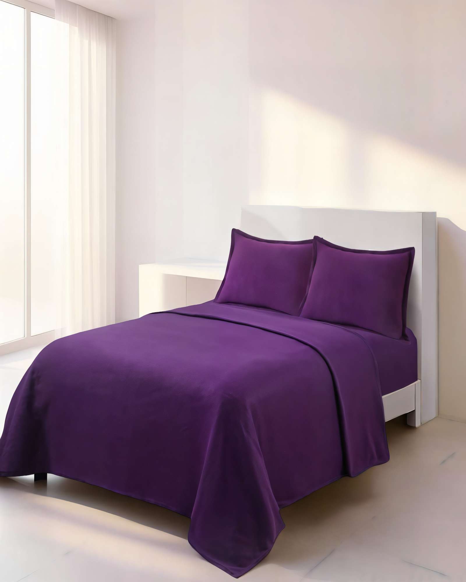 SABANA POLAR PREMIUM TENG FEI 2 PLAZAS  COLOR MORADO OSCURO - 4