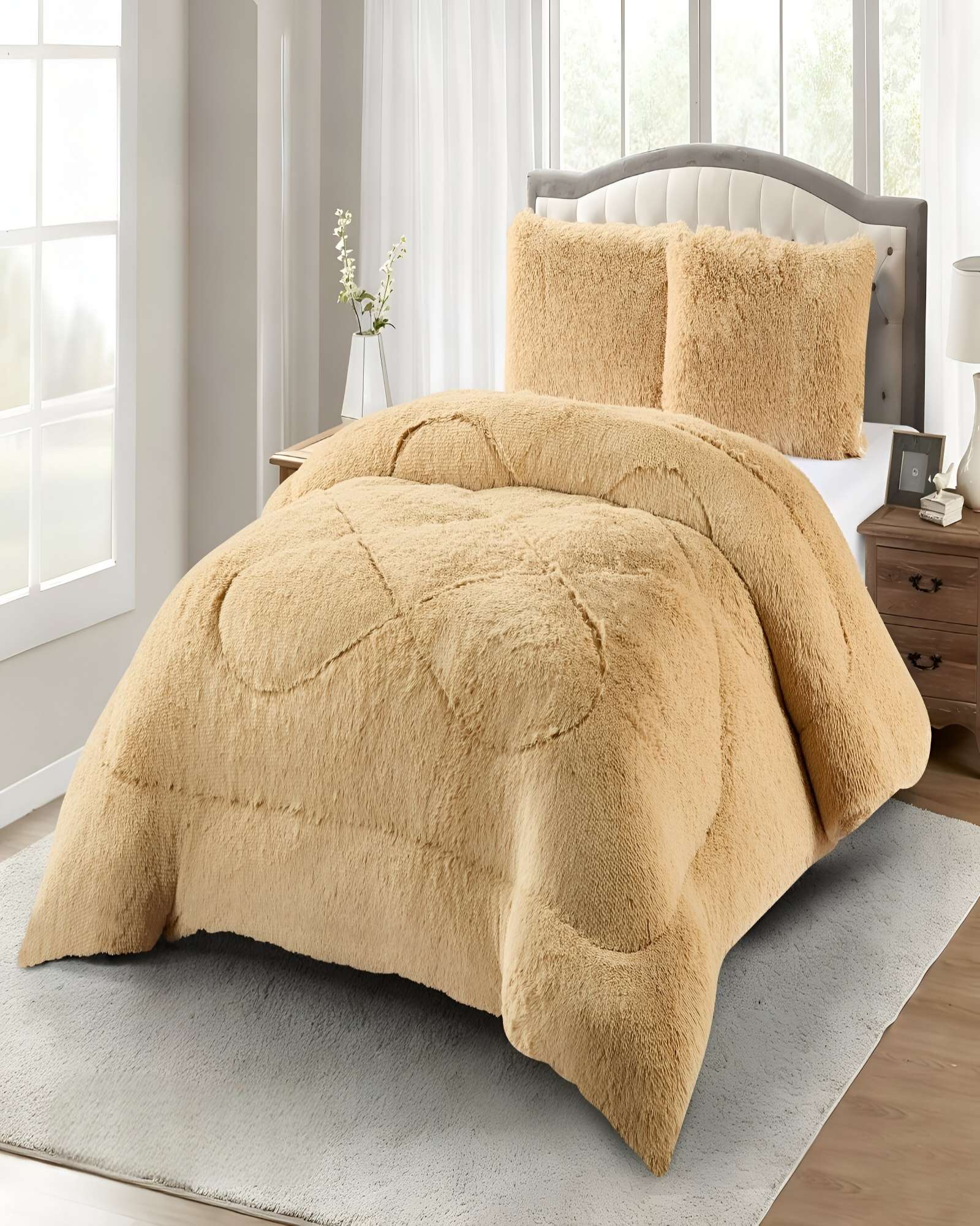 COBERTORES DE PELUDOS CON CHIPORRO 2 PLAZAS 230X250CM COLOR BEIGE - 3