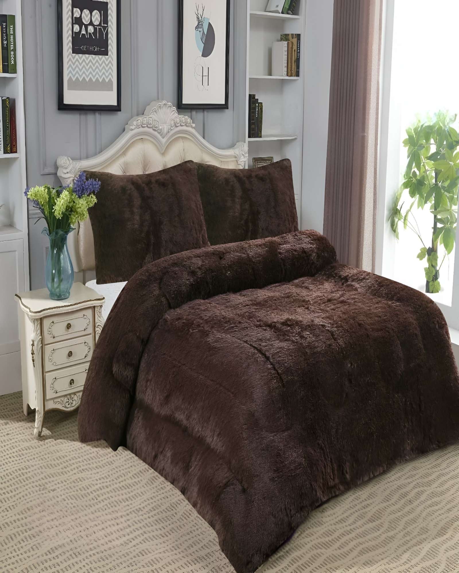 COBERTORES DE PELUDOS CON CHIPORRO 2 PLAZAS 230X250CM COLOR MARRON - 3