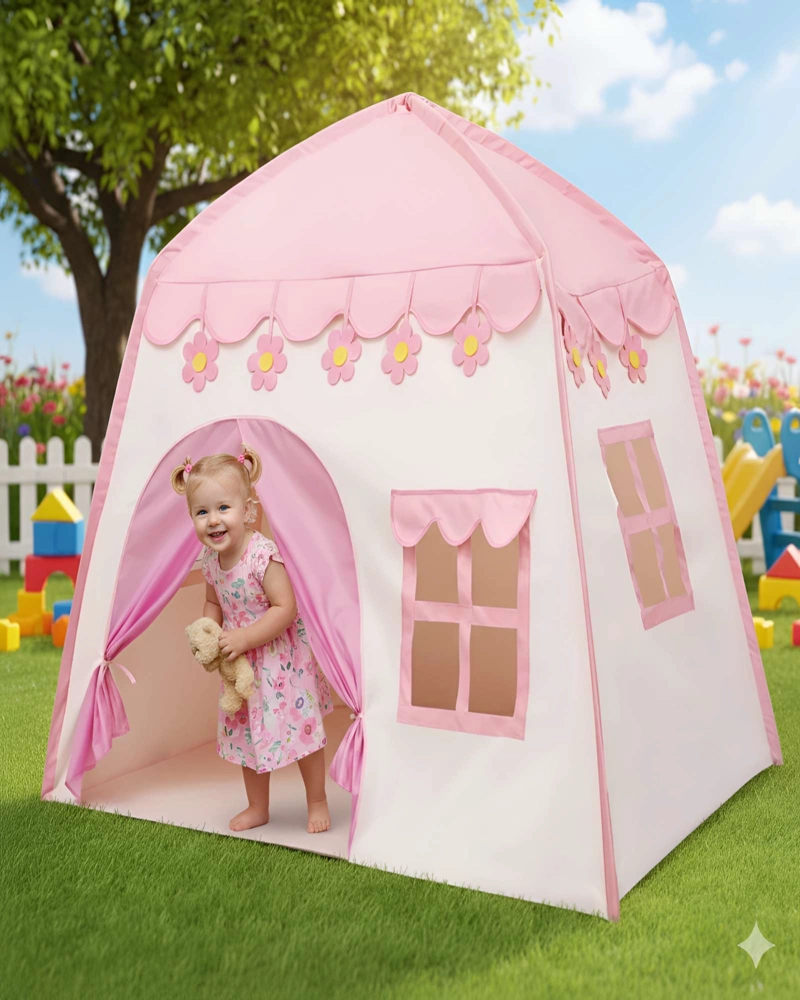 CARPA INFANTIL CON FORMA DE CASA ROSADA - 6