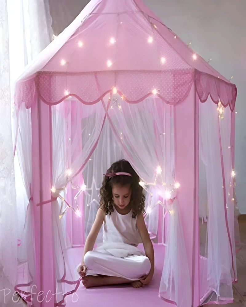 CARPA INFANTIL CON FORMA DE CASTILLO ROSADA - 3