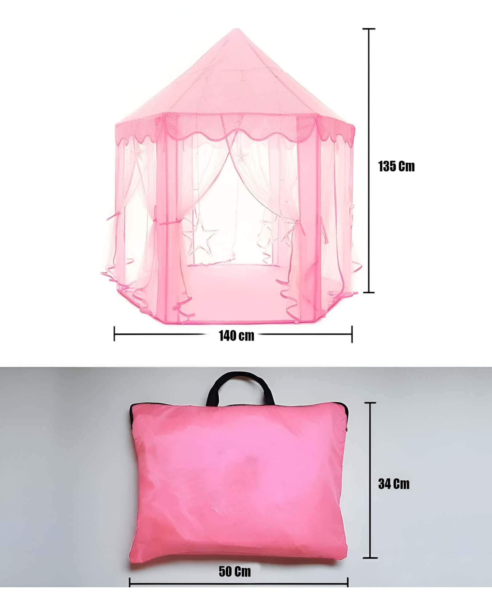 CARPA INFANTIL CON FORMA DE CASTILLO ROSADA - 4