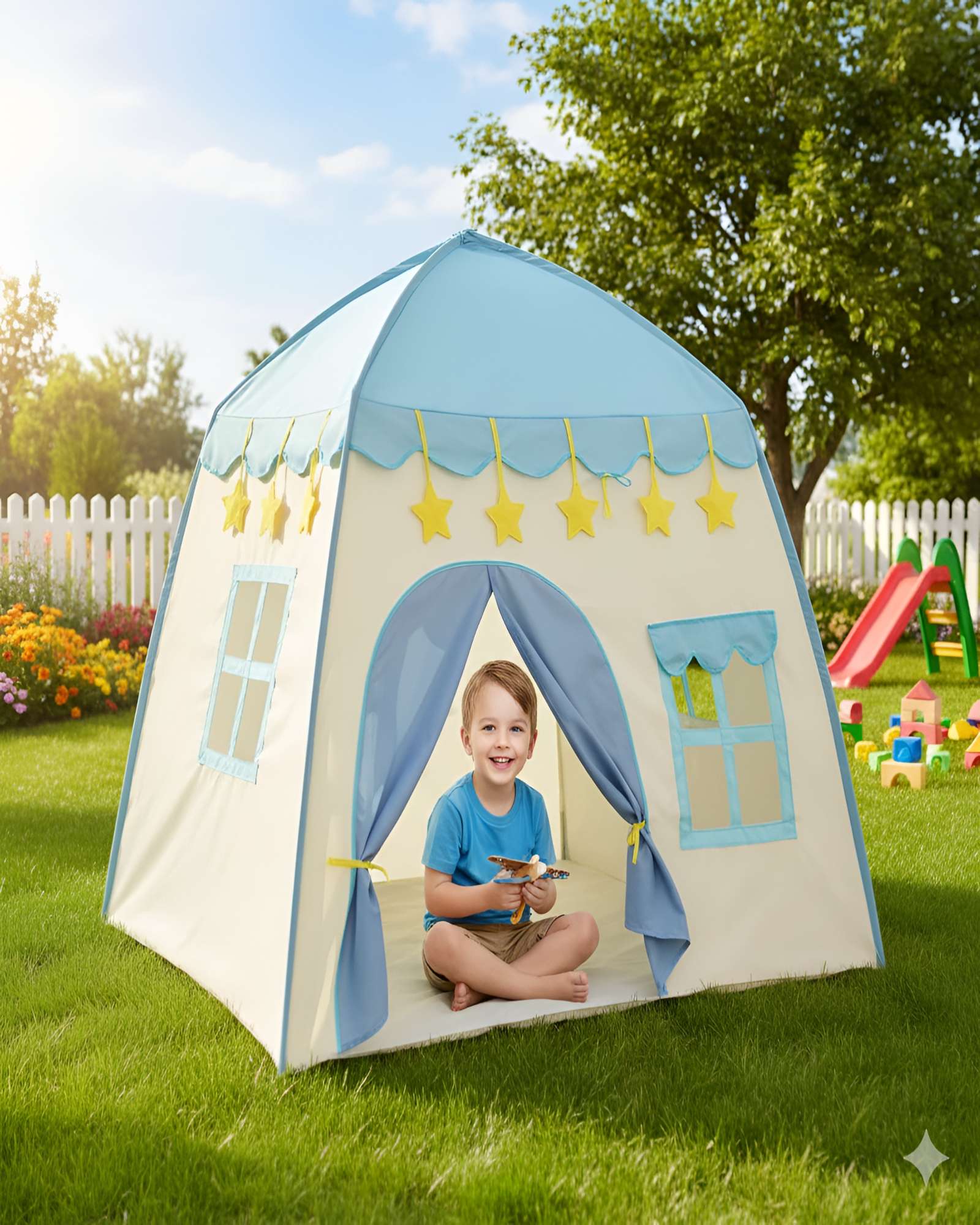 CARPA INFANTIL CON FORMA DE CASA CELESTE - 6