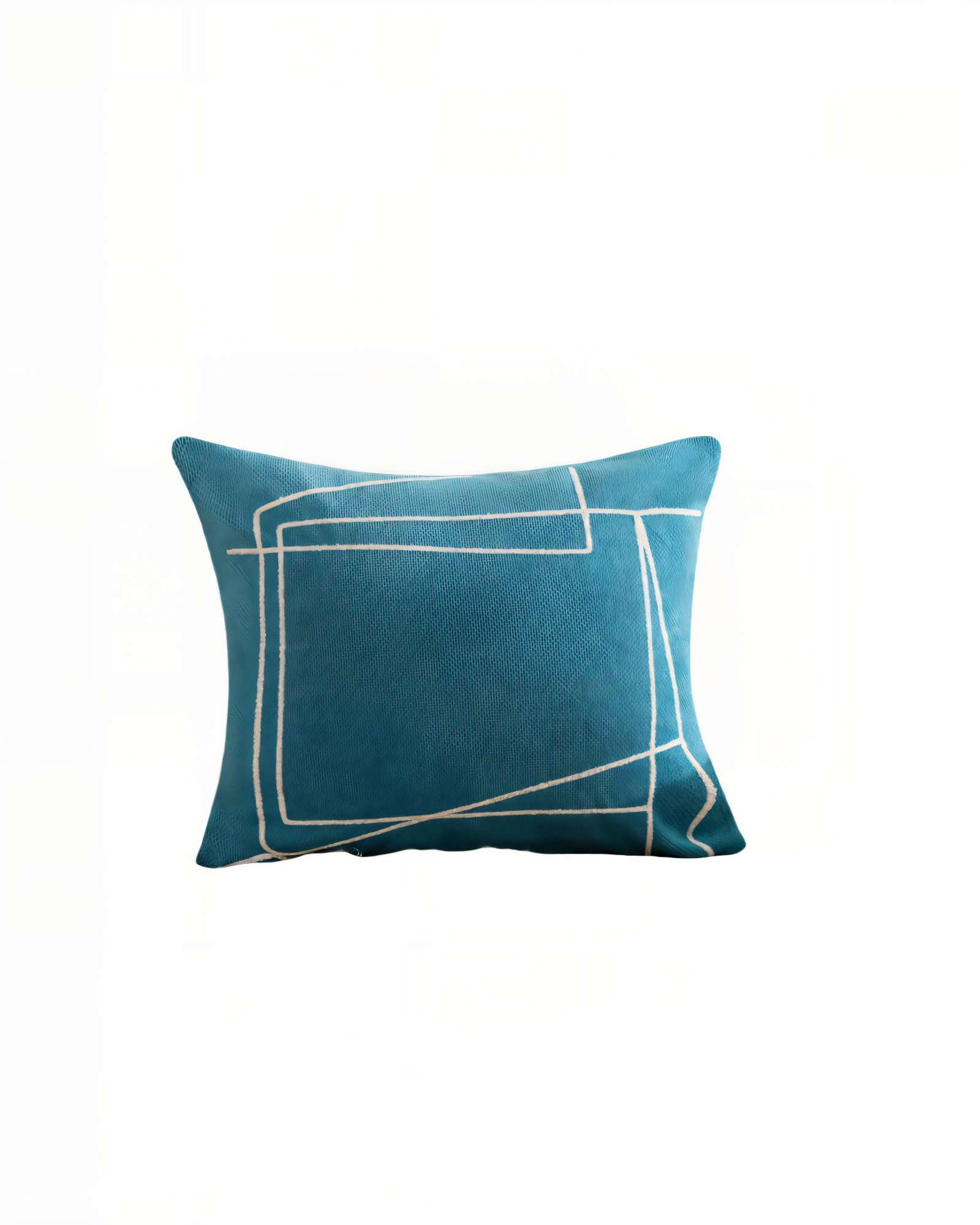 JUEGO DE 4 FUNDAS DE COJIN 45CMX45CM BORDADO DE LINEA COLOR AZUL - 2