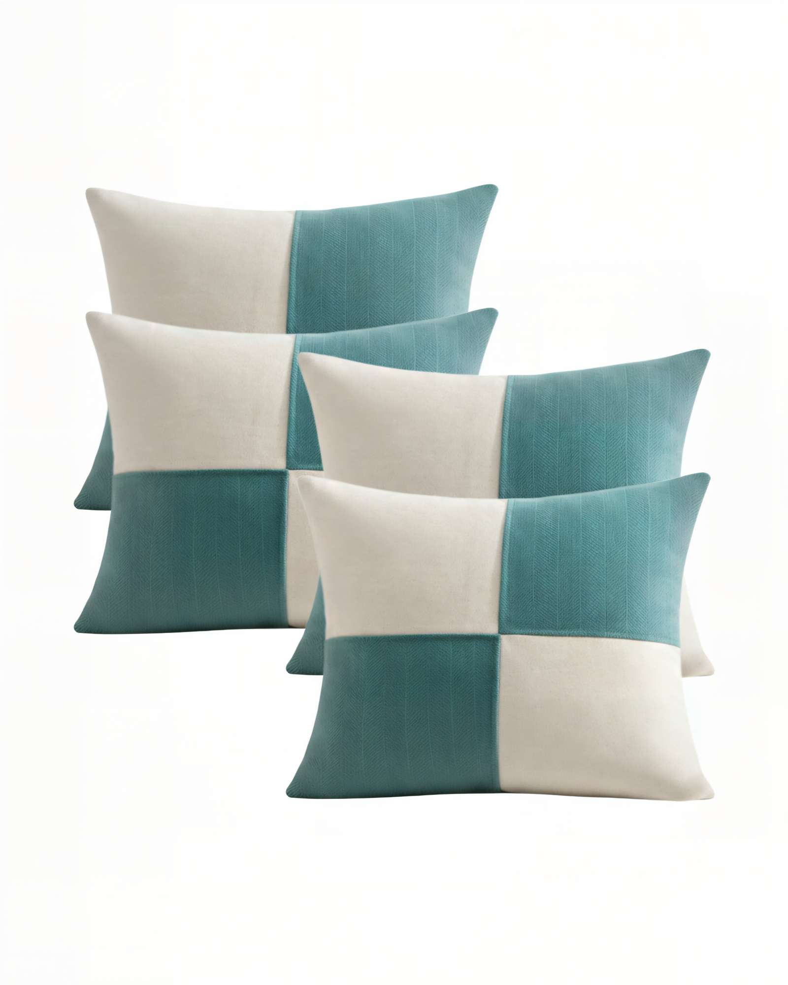 JUEGO DE 4 FUNDAS DE COJIN 45CMX45CM CHENILLE ROMBO COLOR TURQUESA - 1
