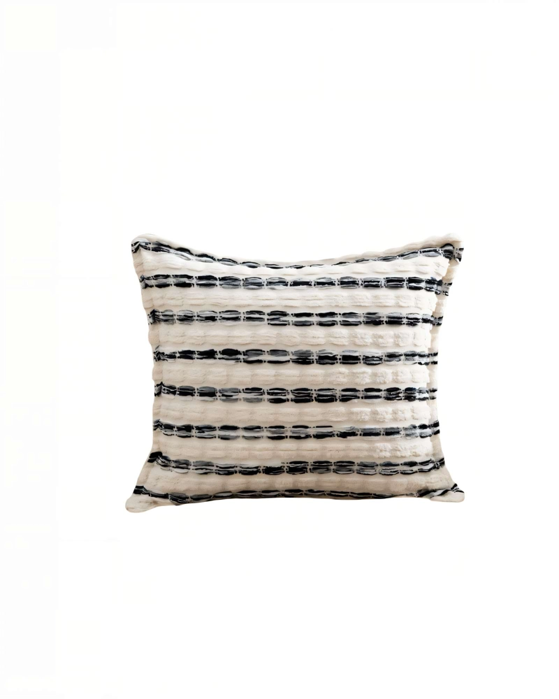 JUEGO DE 2 FUNDAS DE COJIN 45CMX45CM A RAYAS BEIGE CON NEGRO - 2