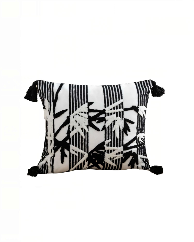 JUEGO DE 4 FUNDAS DE COJIN 45CMX45CM BLANCO CON NEGRO - 2