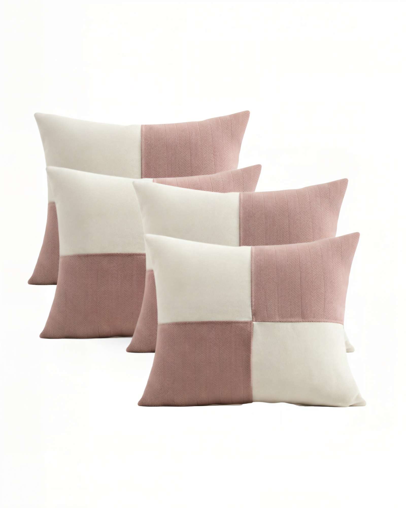 JUEGO DE 4 FUNDAS DE COJIN 45CMX45CM CHENILLE ROMBO COLOR ROSA - 1