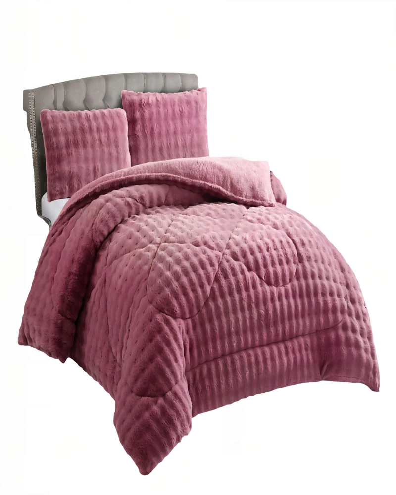 COBERTOR IMITACION DE PIEL DE CONEJO 2P 230CMX250CM COLOR ROSADO - 2