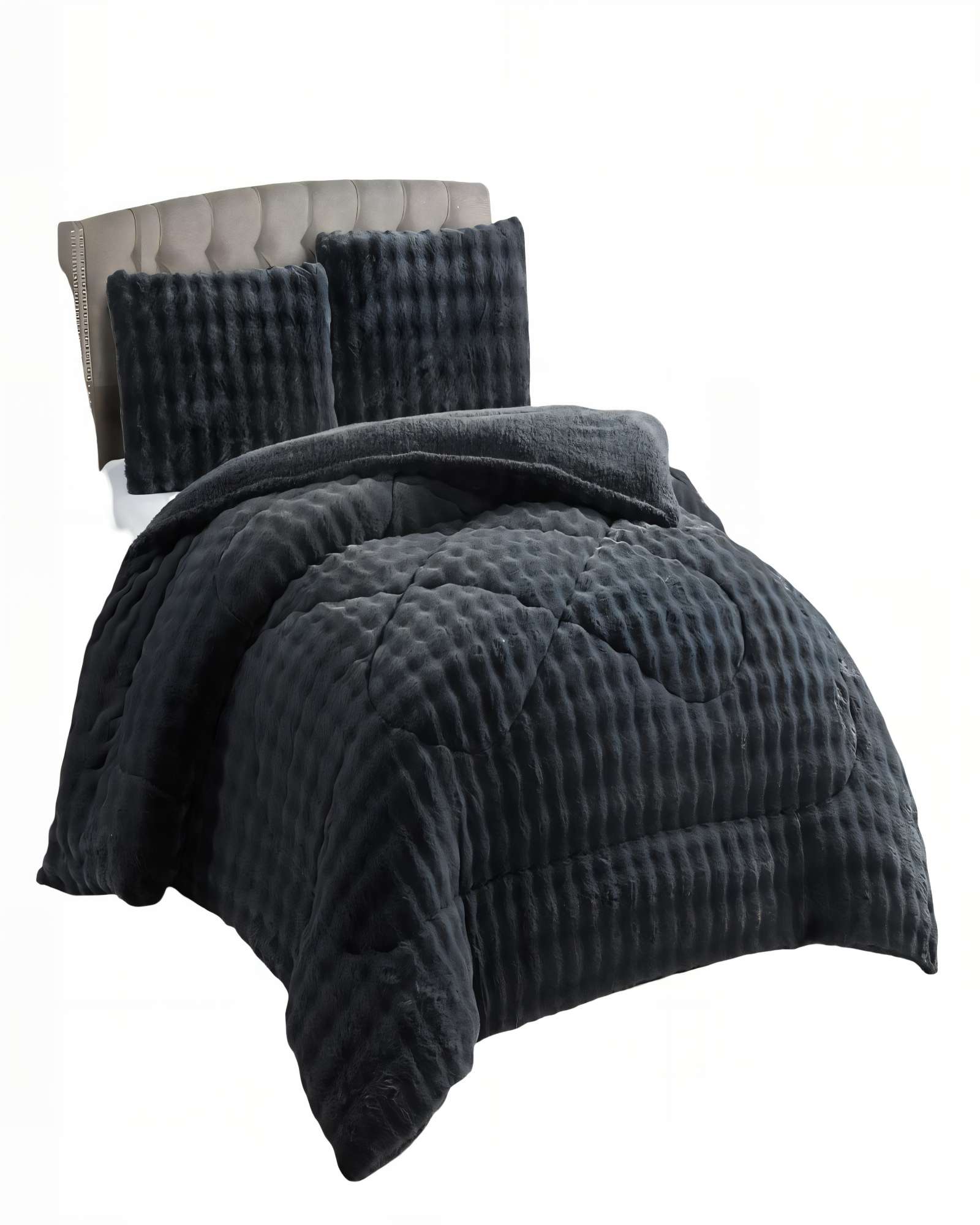 COBERTOR IMITACION DE PIEL DE CONEJO KING 250CMX270CM COLOR GRIS - 2