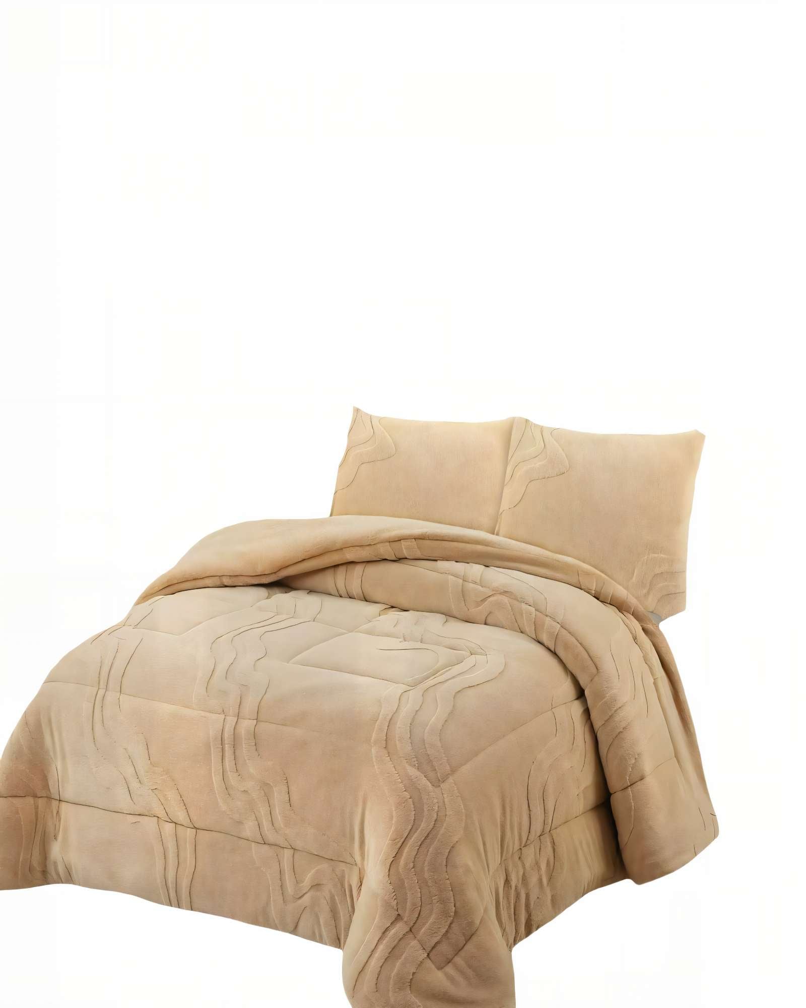 CUBRECAMA DE RELIEVE PREMIUM TAMAÑO  KING COLOR BEIGE - 1