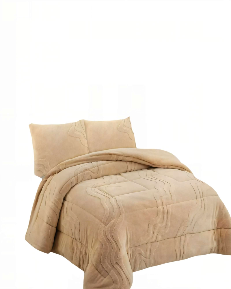 CUBRECAMA DE RELIEVE PREMIUM TAMAÑO  KING COLOR BEIGE - 2